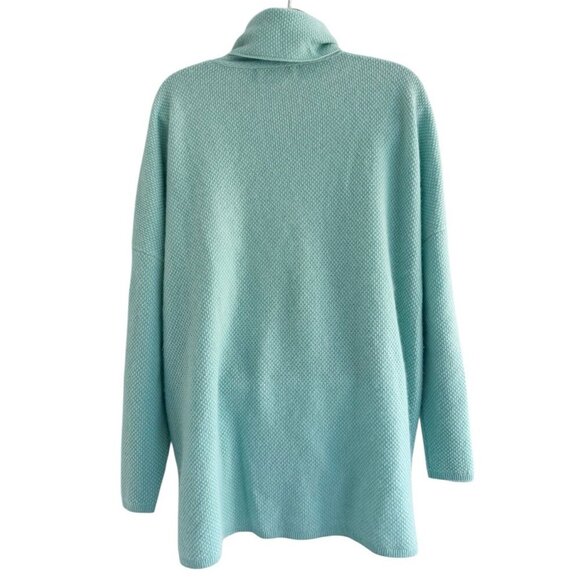 Todd & Duncan Women’s Sz M Green Textured 100% Cashmere Turtleneck Sweater - Picture 3 of 6